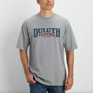 Duluth Trading Co Men's Large L Gray Cotton Logo Longtail T‎ Relaxed Fit Tee